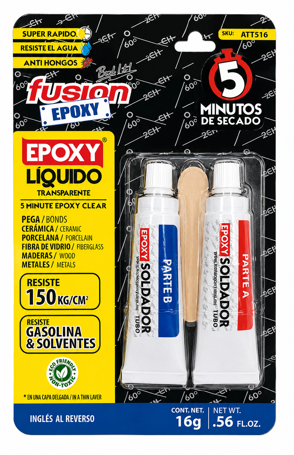 Epoxy Liquid Transparente Pomo 5 Min  – 16grs