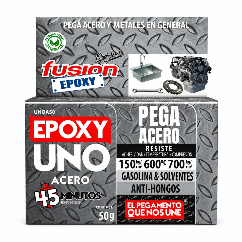 Epoxy Uno Steel Acero 100grs - Adhesivo epóxico acero Fusion Epoxy Gevemac