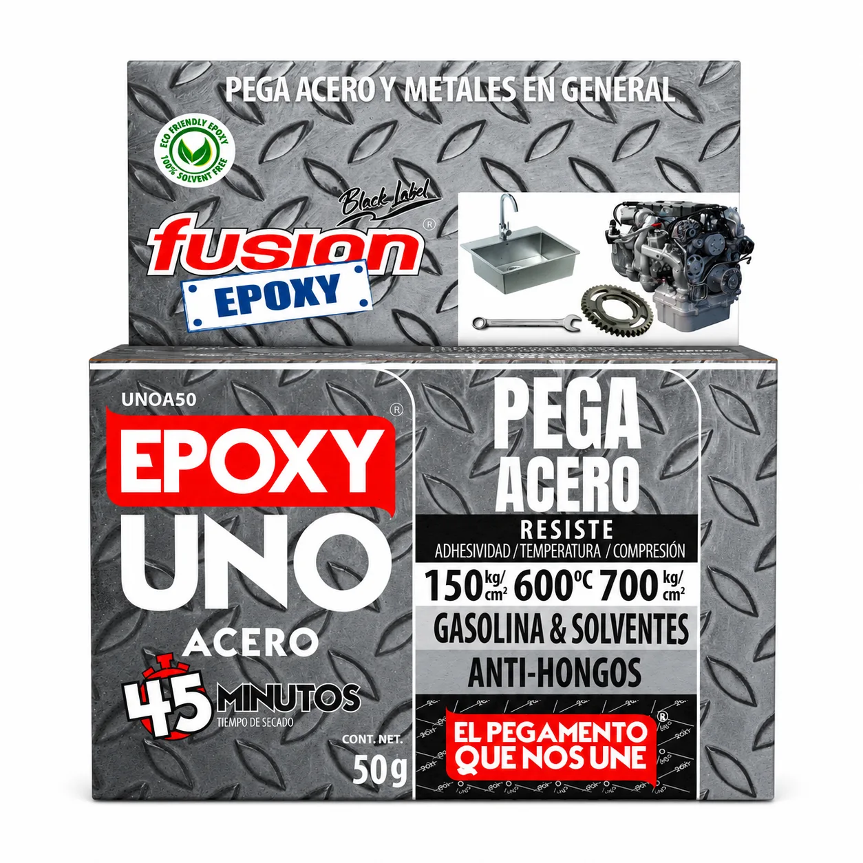 Epoxy Uno Steel Acero 100grs - Adhesivo epóxico acero Fusion Epoxy Gevemac