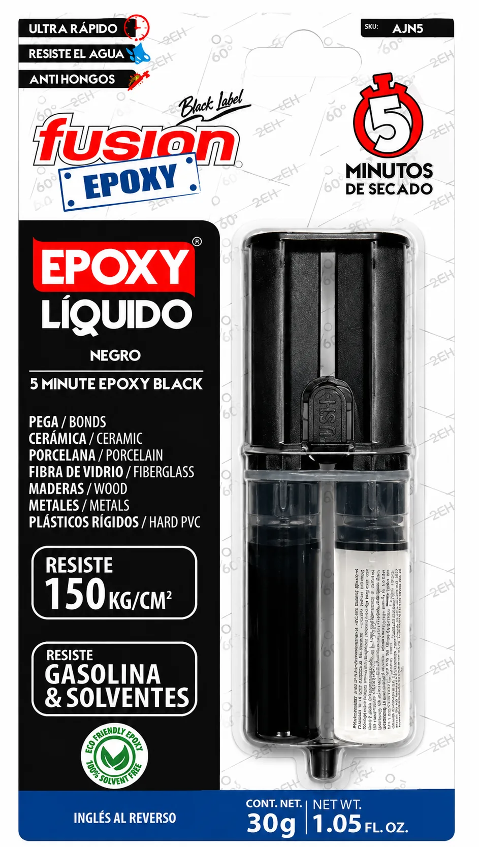 Jeringa Epoxy Liquid Negro 5 Min – 30grs