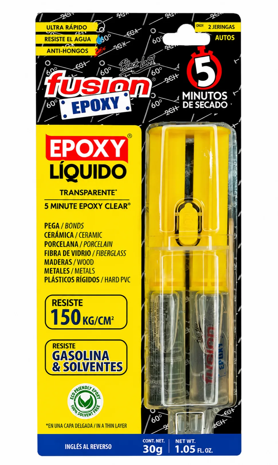 Jeringa Epoxy Liquid Transparente 5 Min – 30grs